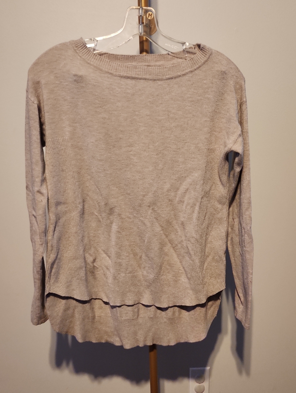 Light Taupe Layered Knit Sweater
